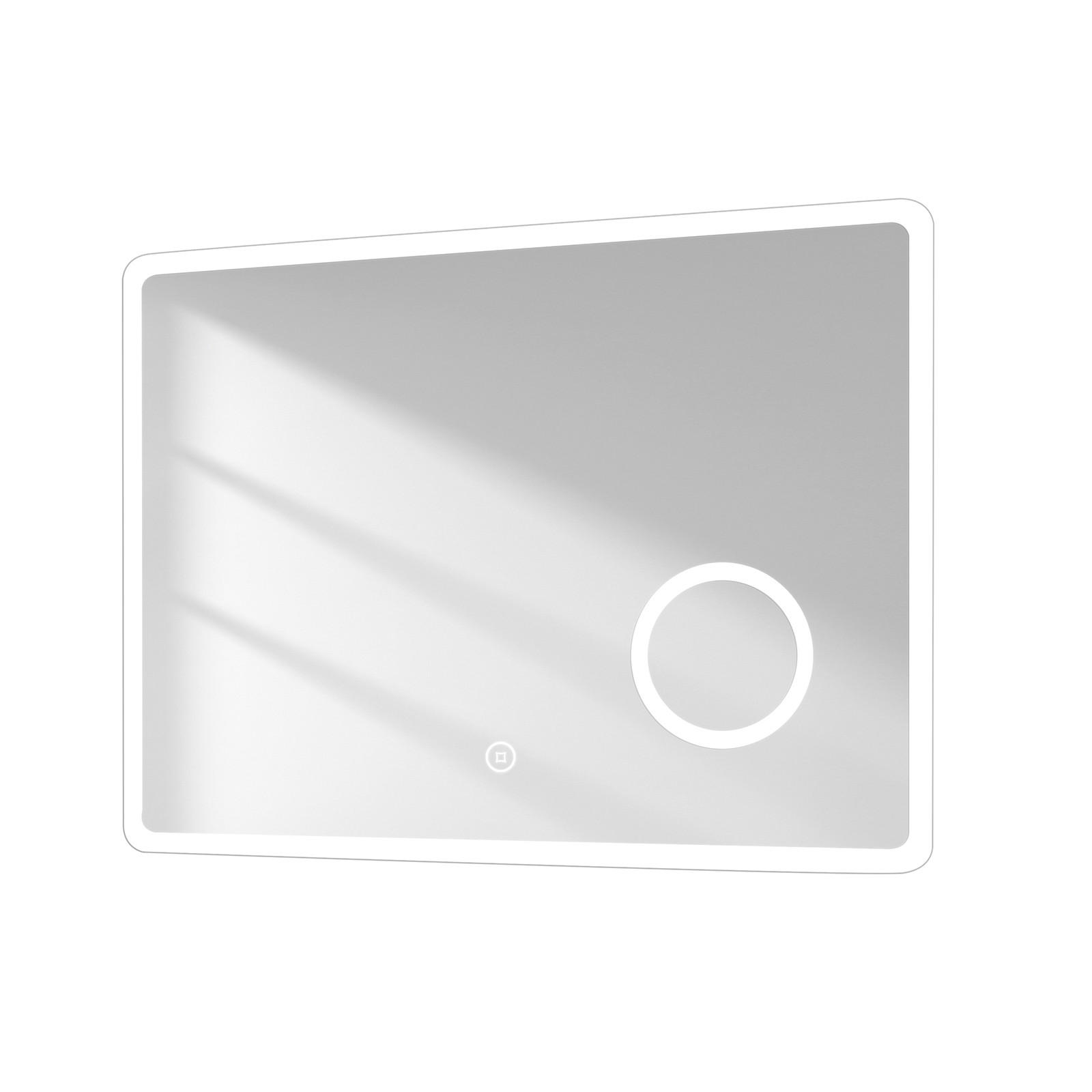 BADSPIEGEL mit Antibeschlag Beleuchtung mit Integriertem Schminkspiegel 80/60 cm - Weiß, Glas (60/3.5/80cm) - EMKE