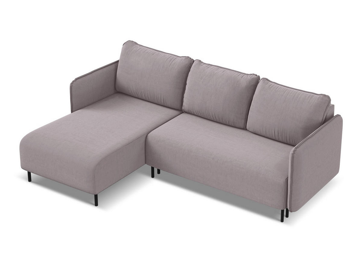 ECKSOFA mit Schlaffunktion Samt Stoff Violett - Lila/Flieder, Holz/Textil (162/236cm) - Makamii