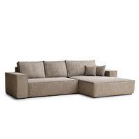 ECKSOFA Maze Grau braun Chenille-Stoff - Rechts Seite - Graubraun/Schwarz, Holz/Holzwerkstoff (294/185cm) - Maison de Reve