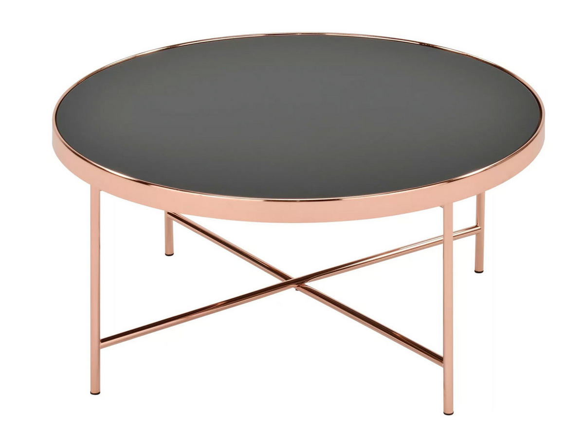 COUCHTISCH Gina schwarz / Kupfer 82 / 82 / 40cm - Schwarz/Kupferfarben, Glas/Holz (82/82/40cm) - Feldmann-Wohnen