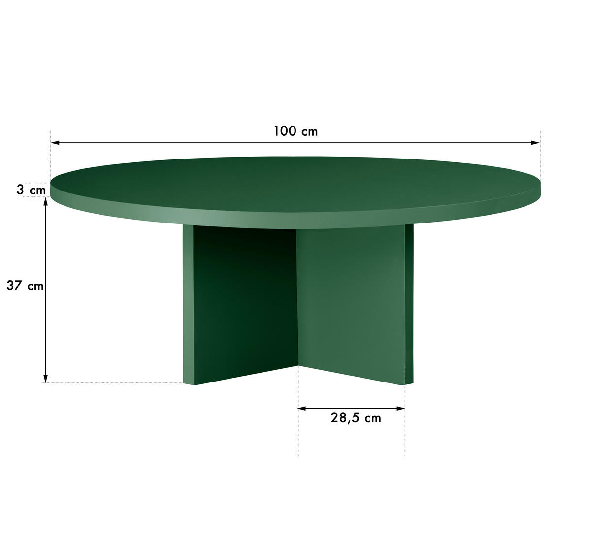 COUCHTISCH Runder, mit laminiertem 3 cm, Zedergrün, 100 cm - Grün, Holzwerkstoff (100/100/42cm) - RNT By Really Nice Things