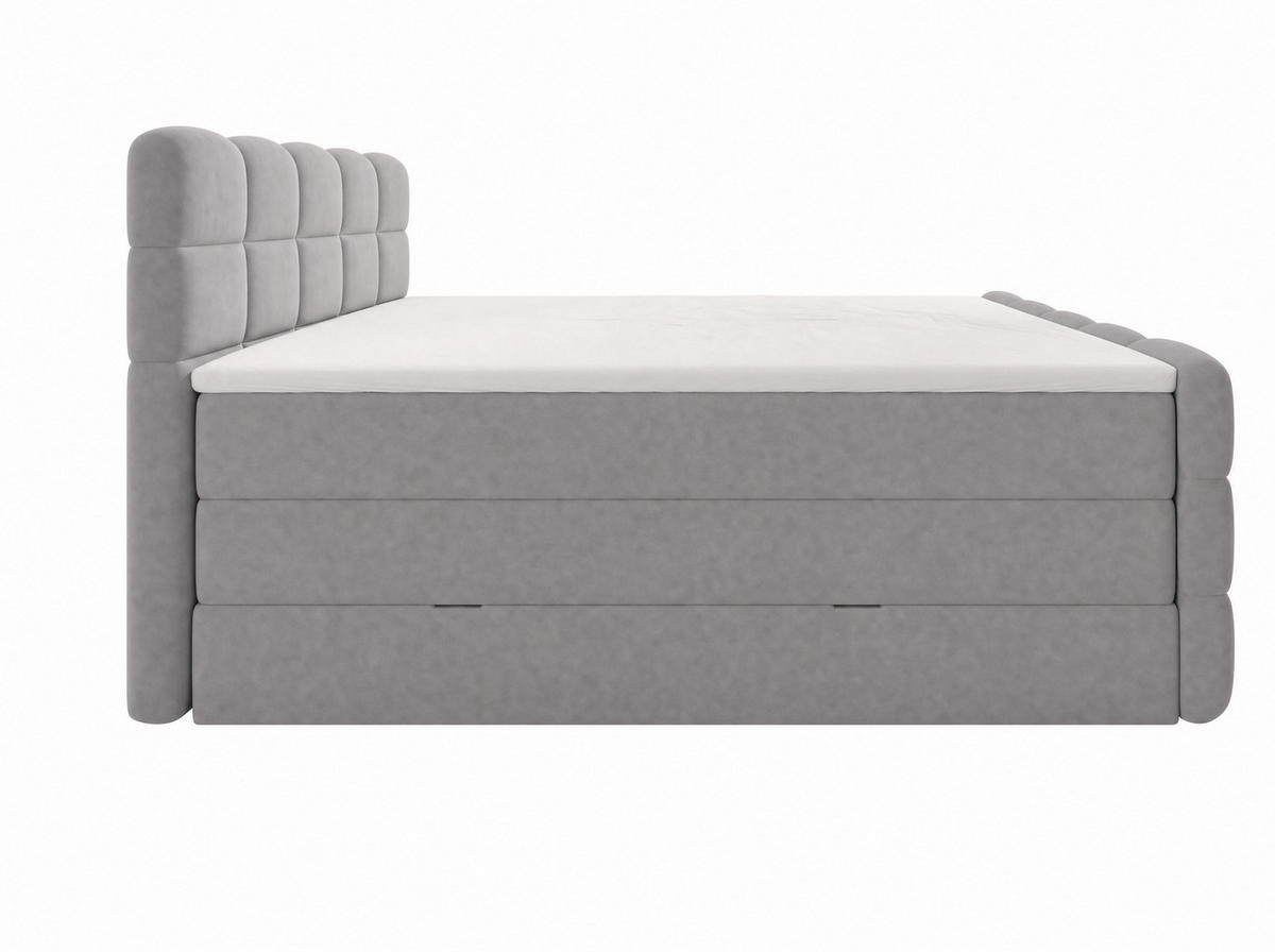 BOXSPRINGBETT Carenzo 2 Hellgrau 160/200 cm H2/H3 mit premium Topper - Hellgrau, Textil (160/200cm) - wonello