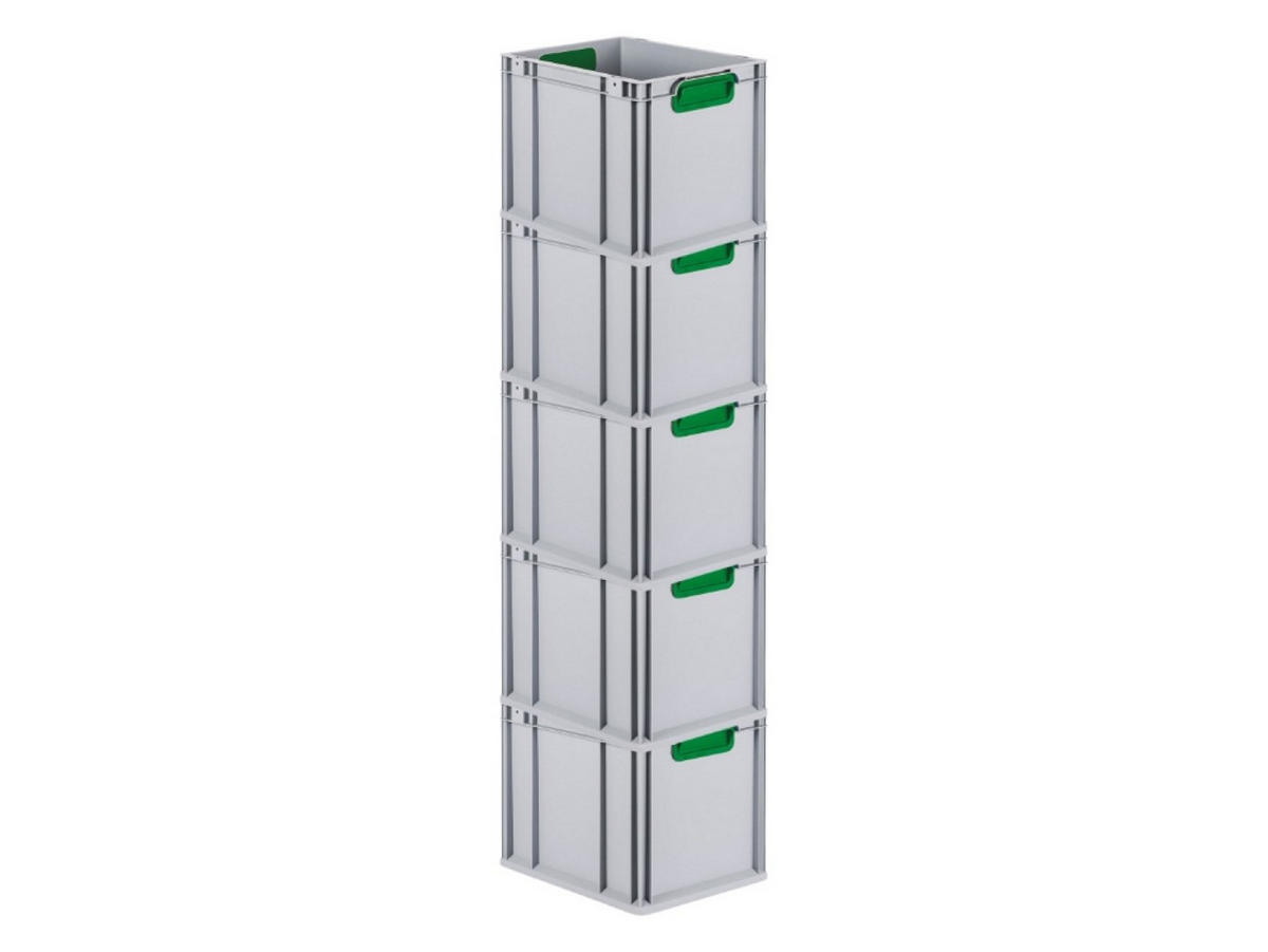 EUROBOX 5x Nextgen Color 32x30x40cm 30 Liter Griffe Grün Geschlossen - Grün, Kunststoff (30/32/40cm) - PROREGAL