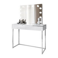 SCHMINKTISCH AURORA SILVER ELITE mit Spiegel Hochglanz Weiß - Weiß Hochglanz, Holzwerkstoff (102/78.5/43.6cm) - Lookway