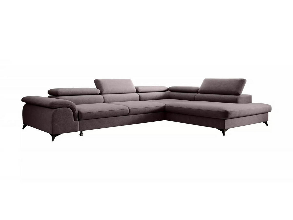 ECKSOFA PLAZA L Rechts mit Schlaffunktion 125x195 Velours Dunkelgrau - Dunkelgrau/Schwarz, Holz/Textil (275/205cm) - Muffo