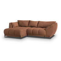 ECKSOFA VESTANO L-S Kupferfarben Boucle-Stoff mit Schlaffunktion - Kupferfarben, Holz (287/182cm) - MASSENO