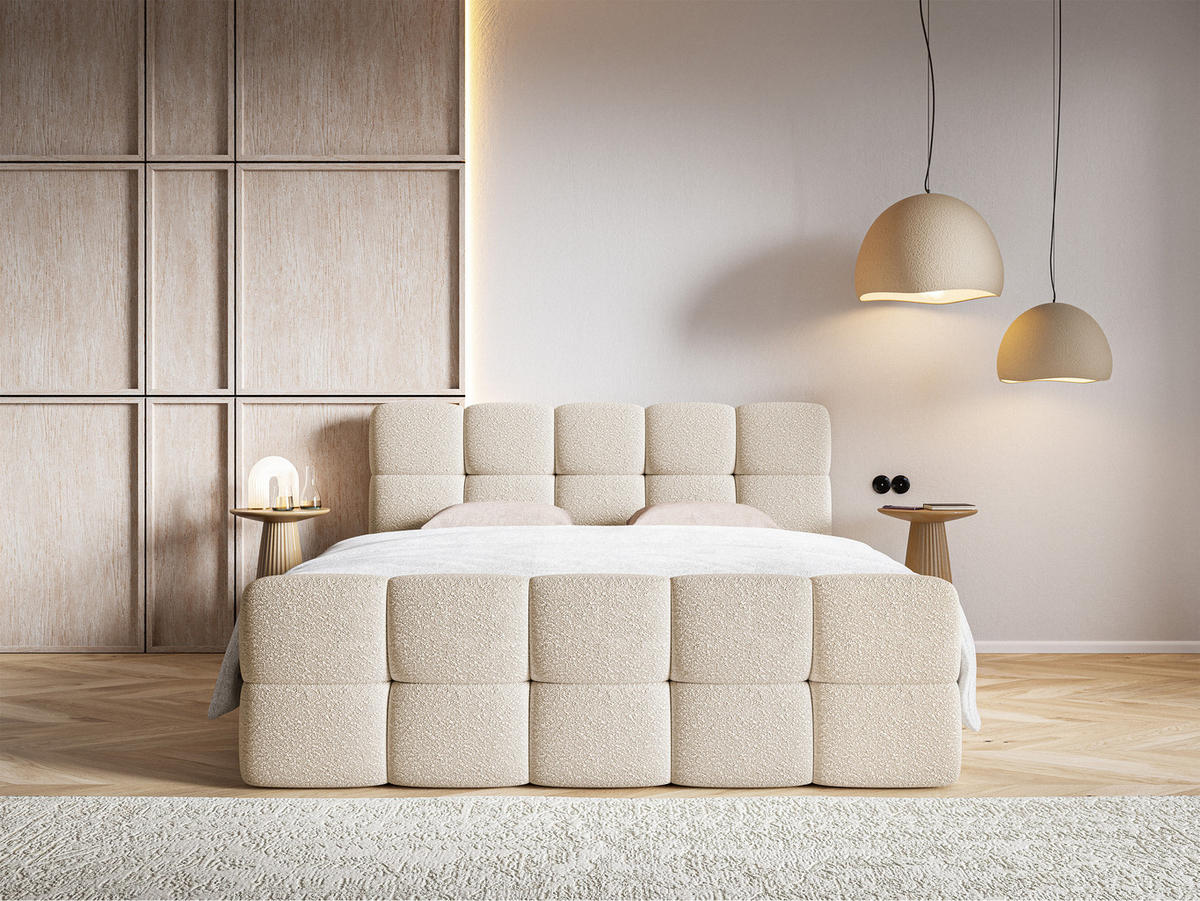 BOXBETT Cloudy Hellbeige Boucle-Bezug 180/200 cm - Beige, Textil (180/200cm) - Selsey