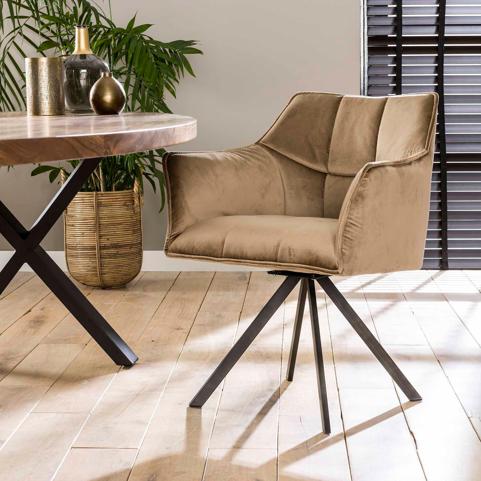 ESSZIMMERSTUHL Raster Beige 60/63/81 cm - Beige, Metall (63/81/60cm) - Hoyz Collection