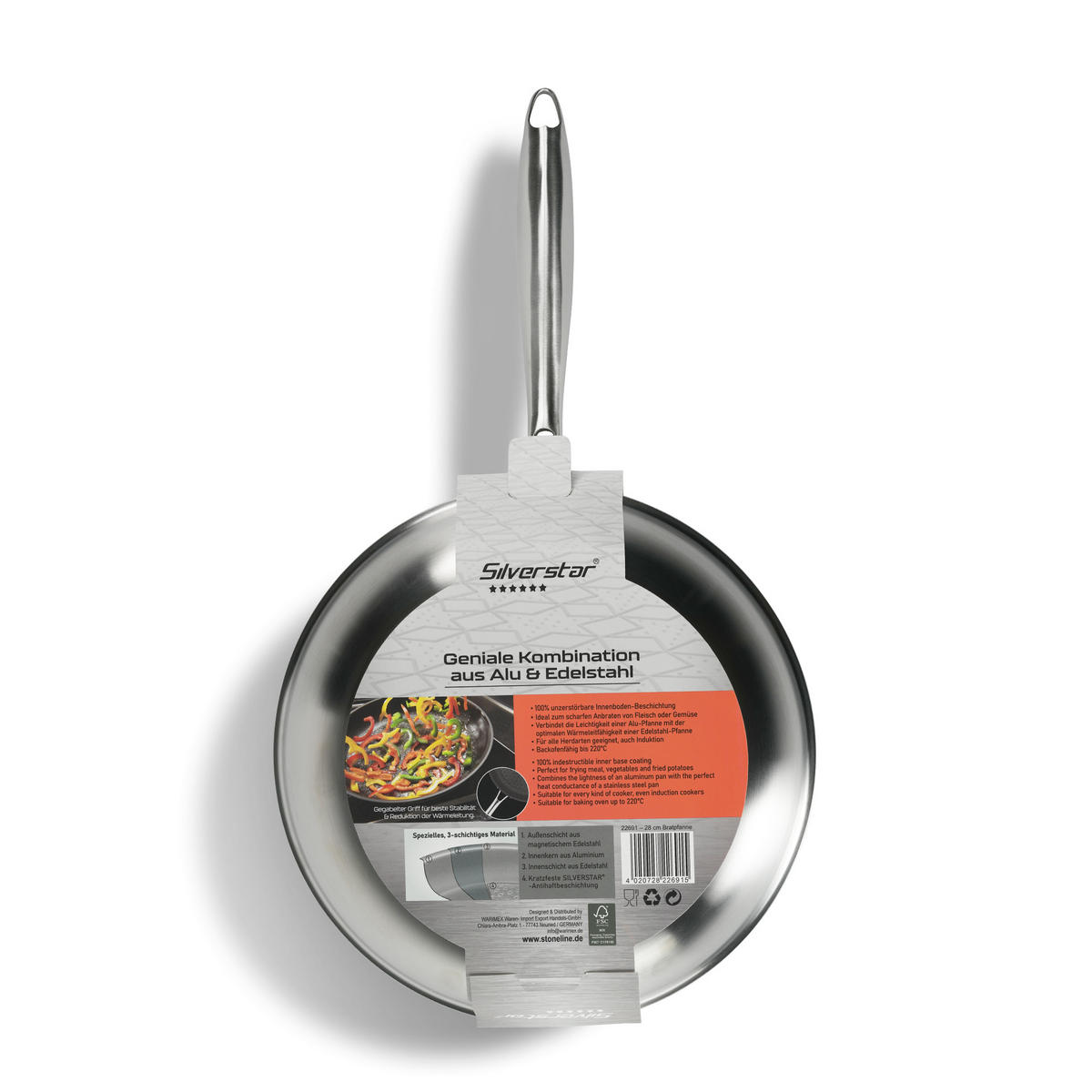 EDELSTAHLPFANNE 28 cm - Edelstahlfarben, Metall (28cm) - Stoneline