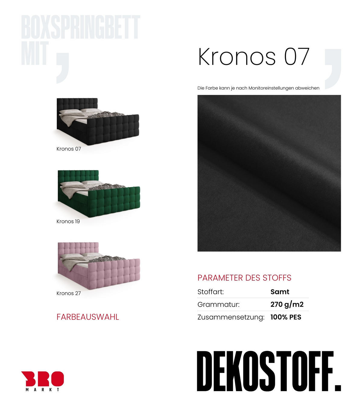 BOXBETT Detroit Duo mit Topper 160/200 Schwarz - Schwarz, Textil (160/200cm) - Bromarkt