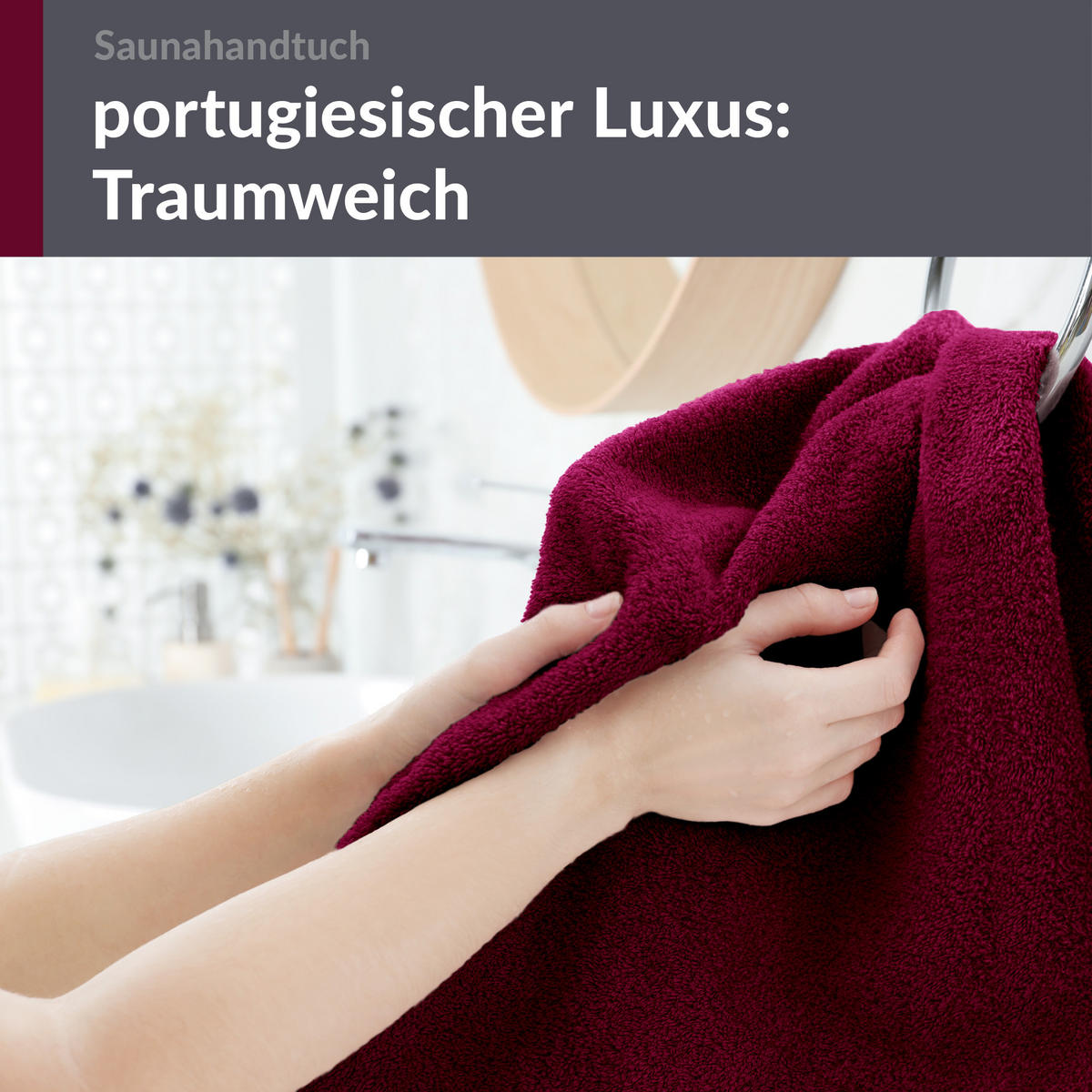 BADETUCH London Kirsch Rot 100x200 cm - Kirschrot, Textil (100/200cm) - Lashuma