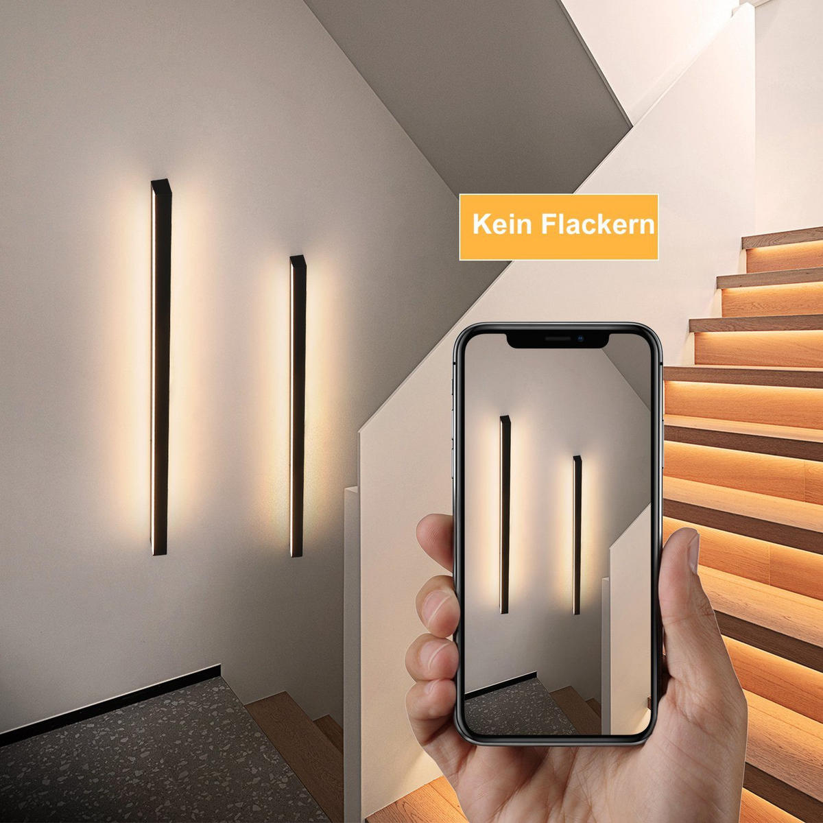 LED-WANDLEUCHTE Flash 2.5/4/100 cm - Schwarz, Metall (4/100/2.5cm) - ZMH