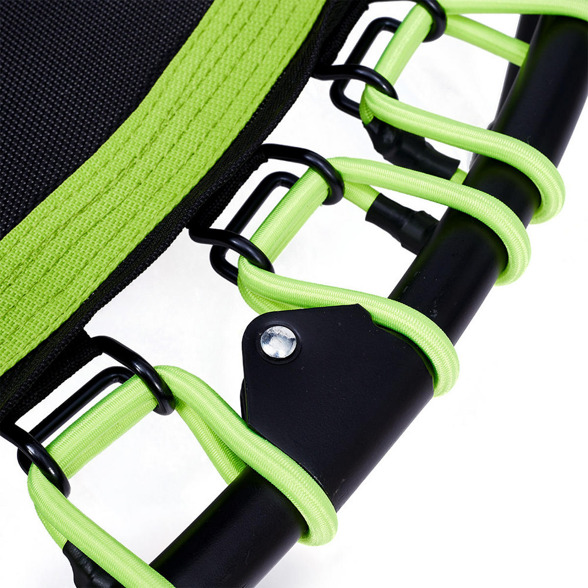 48-ZOLL-RUNDTRAMPOLIN mit Bungee-Seilen und verstellbarem T-Griff Faltbar aus Stahl Oxford-Gewebe Gummiseil in Schwarz Grün 122 x 122 Tx 123 cm - Grün, Metall (122/122cm) - Livingandhome