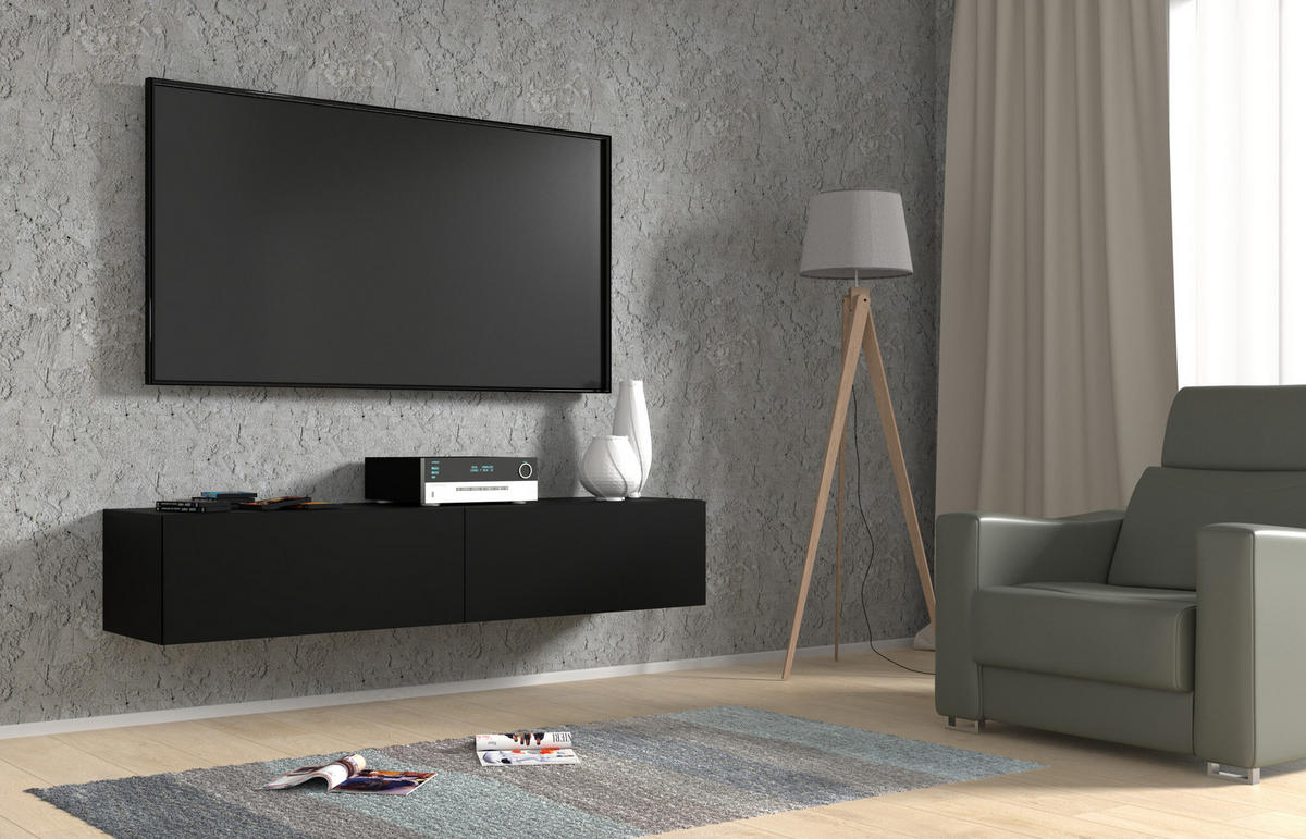 TV LOWBOARD Schwarz 160/30/40 - Schwarz, Holzwerkstoff (160/30/40cm) - RAUMHIRSCH FURNITURE