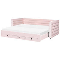 TAGESBETT mit Stauraum 90/180/200 Samtstoff Pastellrosa Meudon - Pink, Textil (90/200cm) - Beliani