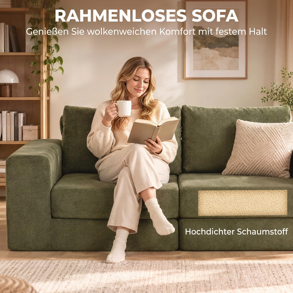 SCHLAFSOFA Polyester Grün - Grün, Textil (181/58/208cm) - HOMCOM