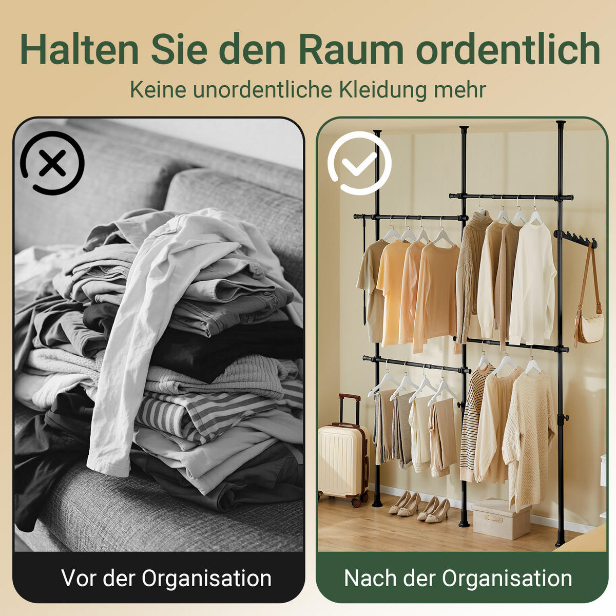 TELESKOP GARDEROBEN SYSTEM Schwarz - Schwarz, Kunststoff (226/285/3cm) - SoBuy