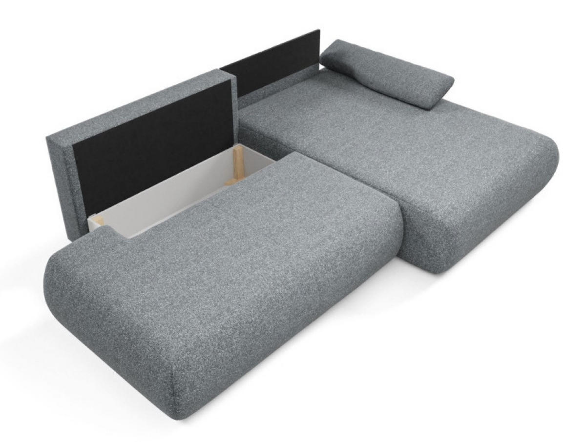 ECKSOFA Dunkelgrau PENTI Ausziehbar Mit Bettkasten Rechts - Dunkelgrau/Grau, Textil (173.5/286cm) - Sepro Meble