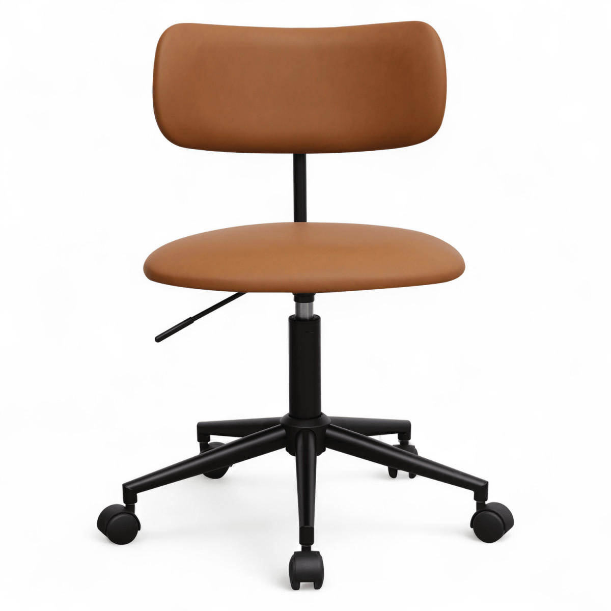 DREHSTUHL höhenverstellbar in Kunstleder Cognacbraun - Schwarz/Braun, Textil/Metall (56/74/57cm) - Furnhouse