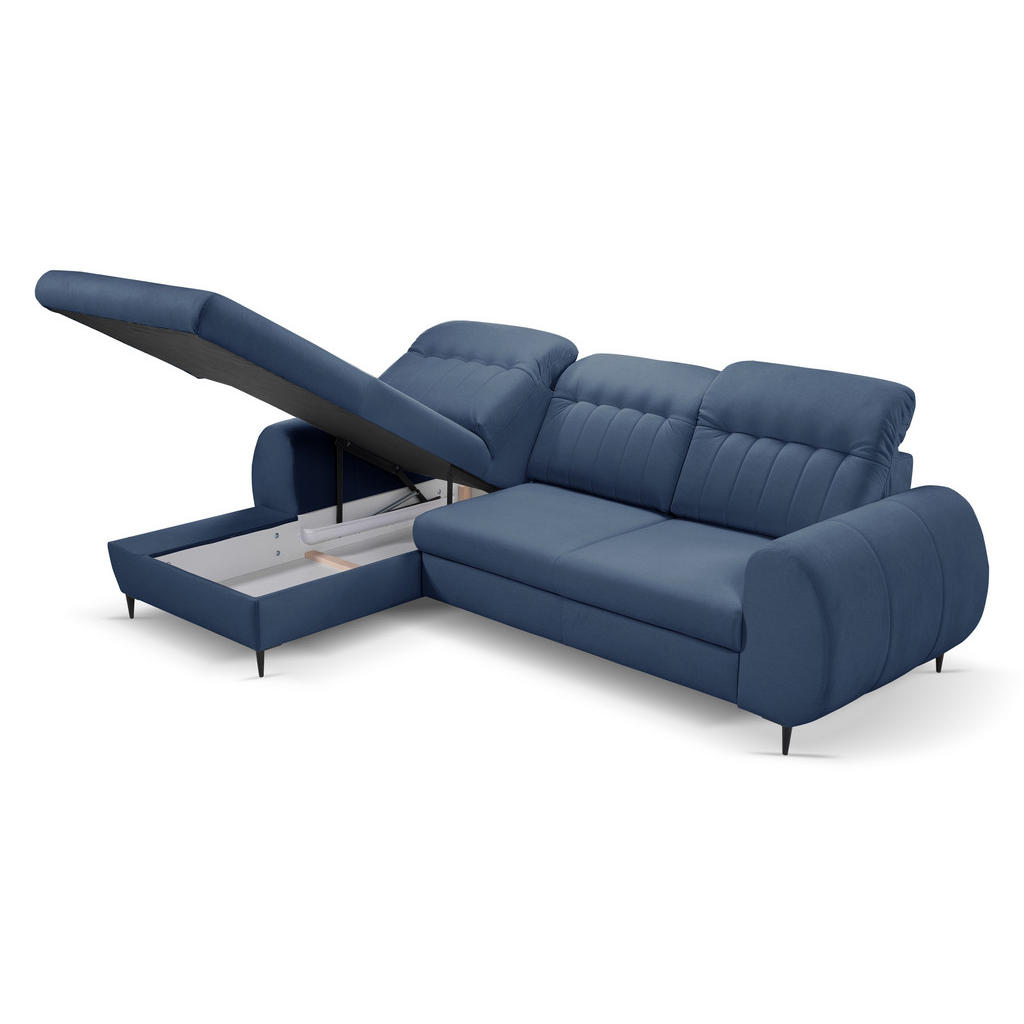 Thumbnail - Masseno Ecksofa, Dunkelblau, Holz, 3-Sitzer, L-Form,L-Form, 275x166 cm, Wohnzimmer, Sofas & Couches, Wohnlandschaften, E...