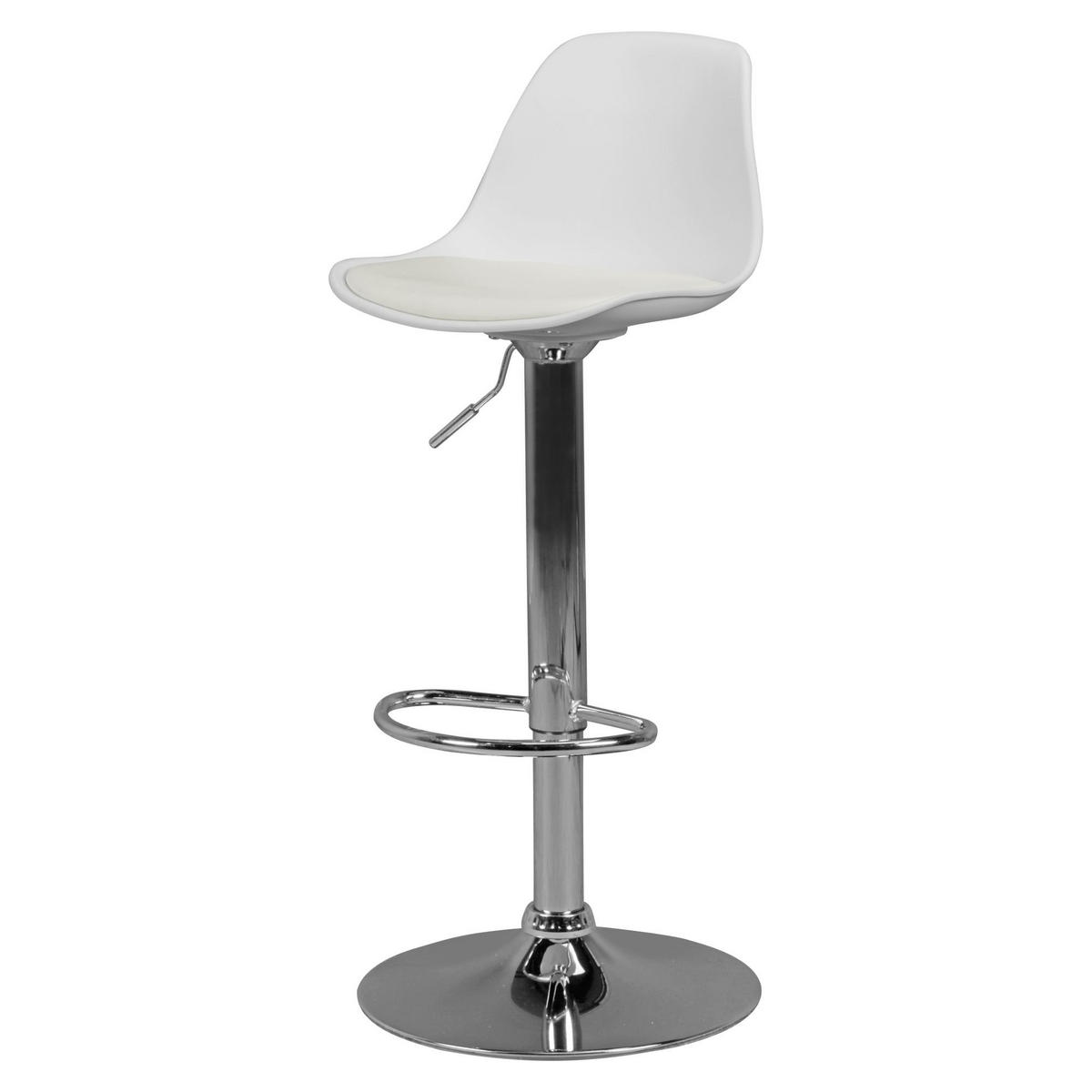 BARHOCKER Lederoptik Verchromt Drehbar BERN, Weiß 40x40x104 cm - Silberfarben/Weiß, Kunststoff/Textil (40/104/40cm) - KADIMA DESIGN