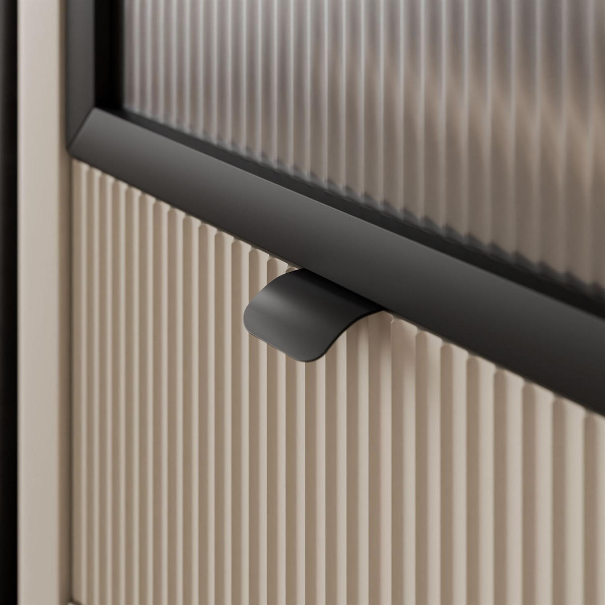 VITRINE schmal AUTUMN 1D1S1W mit Schublade, Kaschmir / Grauer Stein - Beige/Grau, Holzwerkstoff (60/191/40cm) - Lookway