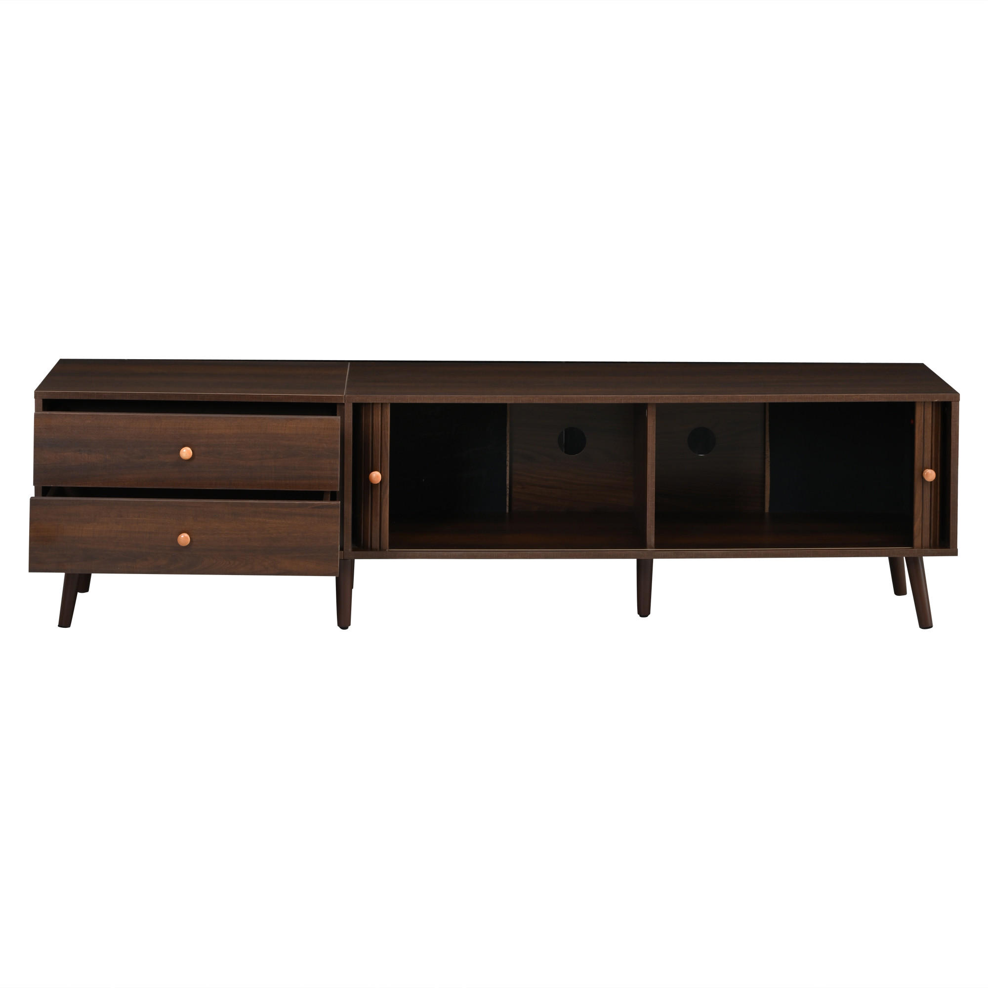 TV-SCHRANK 180/40/46,5 cm Walnussoptik mit 2 Schubladen und 2 Rolltüren - Nussbaumfarben, Holzwerkstoff (180/46.5/40cm) - Oxeza