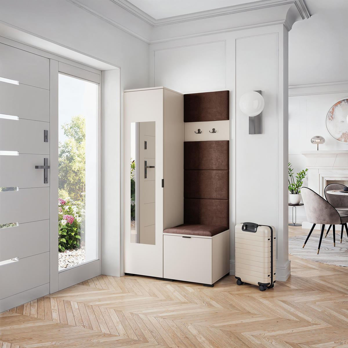 GARDEROBENSCHRANK VIRA 95/181/51 cm Modern Garderobe-Set Kaschmir - Kaschmir/Braun, Holzwerkstoff (95/181/51cm) - MASSENO