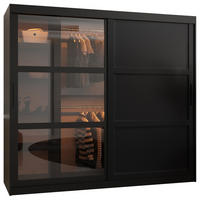 SCHWEBETÜRENSCHRANK 200/200/62 2-türig - Schwarz, Holz/Kunststoff (200/200/62cm) - Abiks Möbel