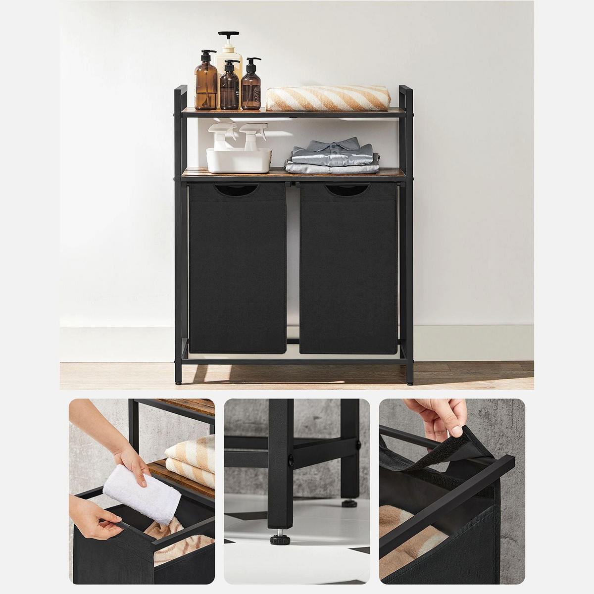 WÄSCHEKORB Erbil - Braun, Metall (33/91/73cm) - Hansiro