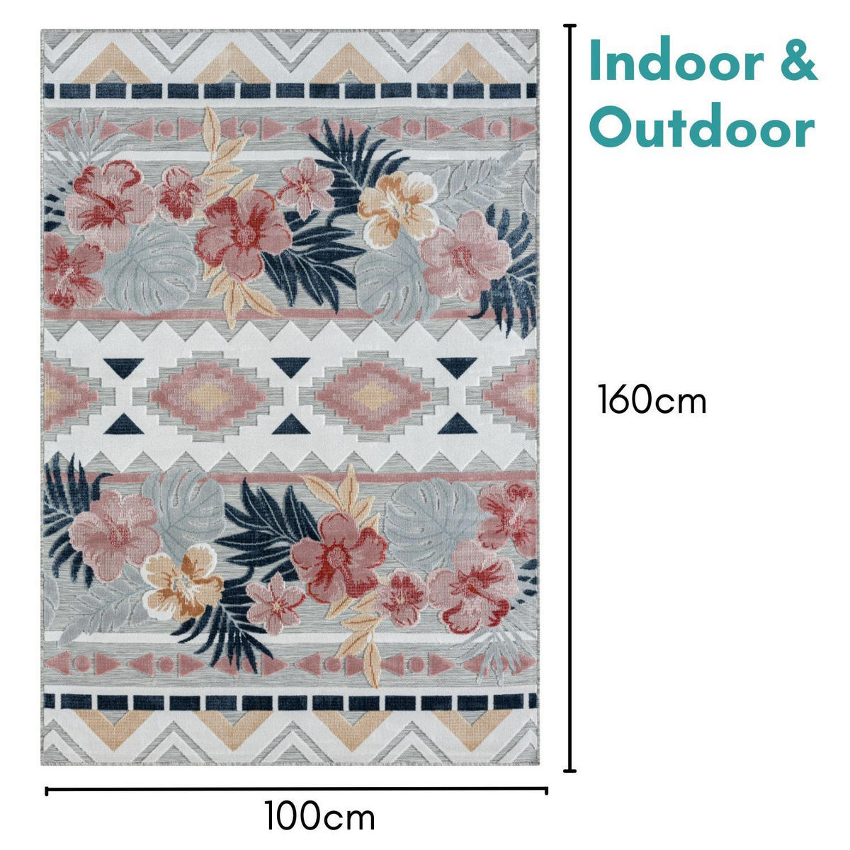 OUTDOORTEPPICH Aurora Altrosa,Dunkelblau,Currygelb 100/160 cm - Altrosa, Textil (100/160cm) - My-Rug