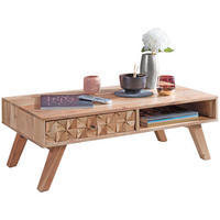 COUCHTISCH eckig KIRA Sofatisch - Akaziefarben, Holz (95/50/35cm) - tinkaro