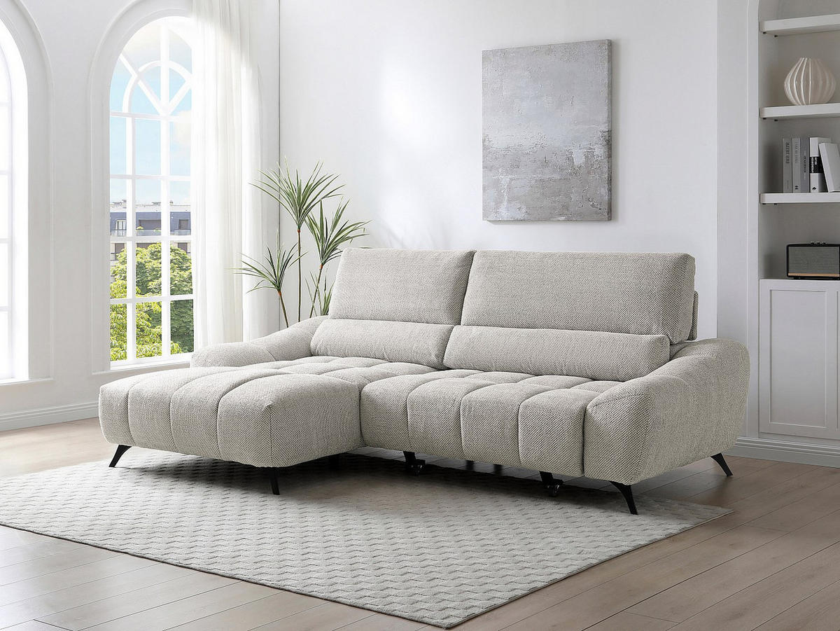 ECKSOFA -Ecke links - Relax mit verschiebbarer Sitzfläche – Stoff Beige – ELOSIA - Beige, Textil (270/175cm) - Vente-Unique