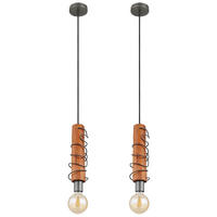 HÄNGELEUCHTE ALICE Holz Braun 2er Set - Braun, Holz (10/10/120cm) - Globo Lighting