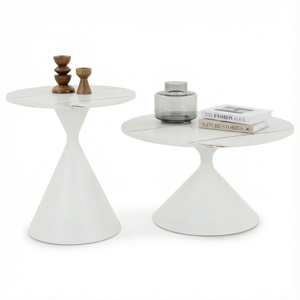 COUCHTISCHSET ISOMA 2er Set weiß - Weiß, Holzwerkstoff (70/70/40cm) - IDIMEX