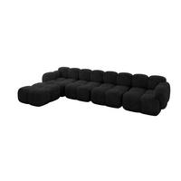 ECKSOFA modulares Sofa Links Miko-L3 390x205x75 Schwarz Velours - Schwarz, Holzwerkstoff/Kunststoff (390/205cm) - ALTDECOR