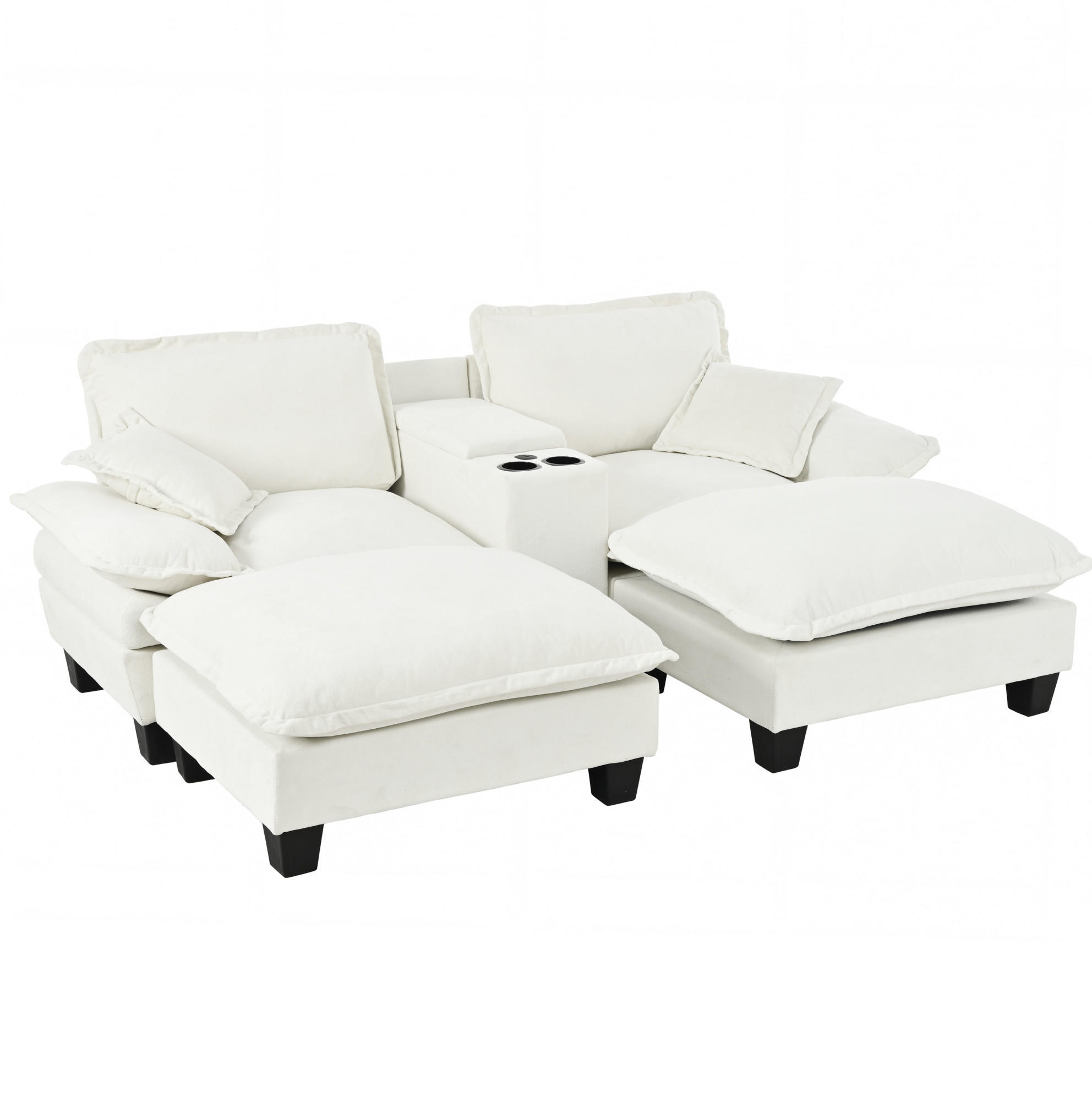 ECKSOFA 224/151/90 cm Beige aus Chenille mit USB und Stauraum - Beige, Textil (151/224cm) - OKWISH