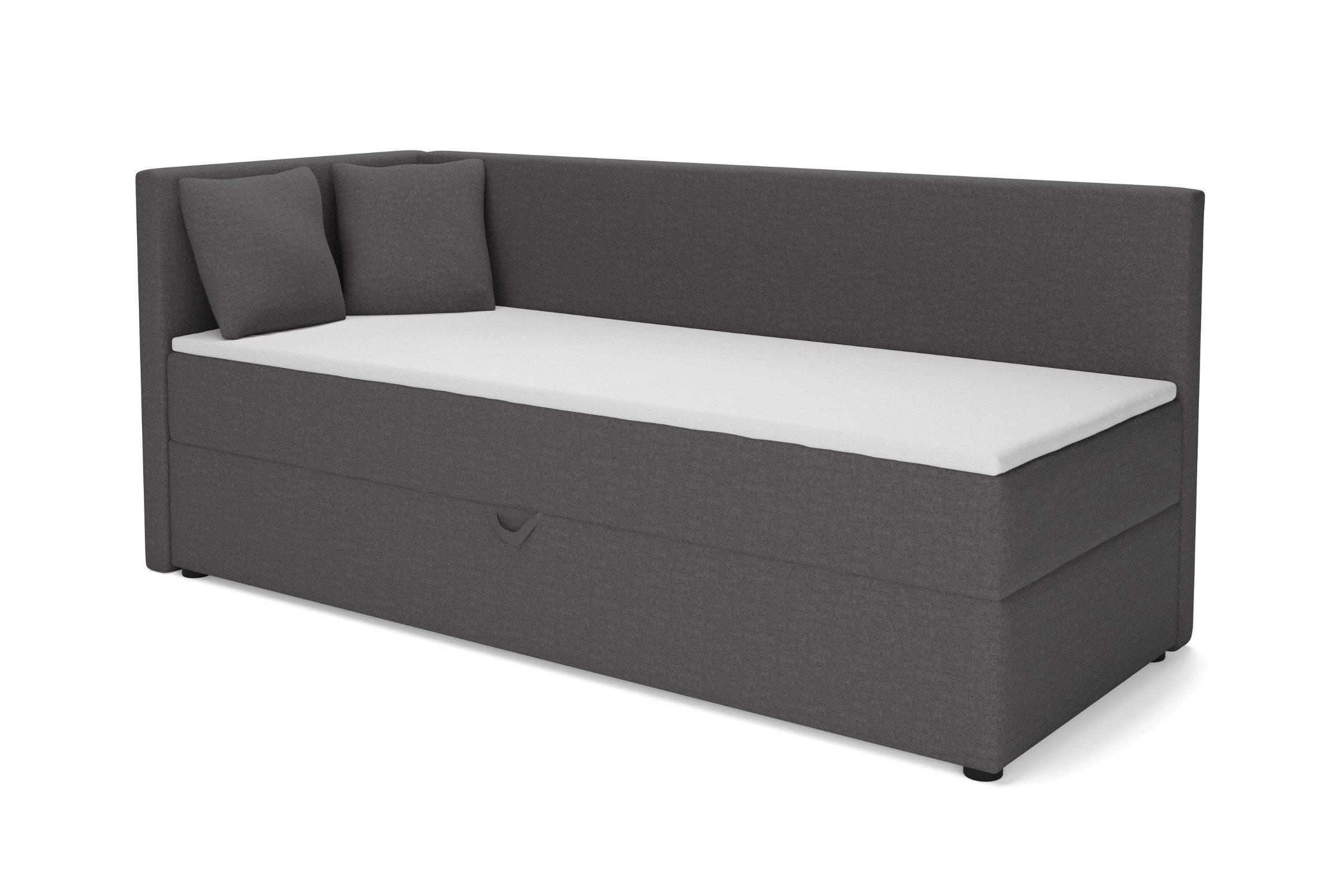 BOXBETT NEVY 90/200 in Stoff Anthrazit H3 links - Anthrazit, Holz/Holzwerkstoff (90/200cm) - Deine Möbel 24