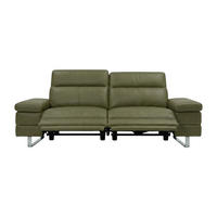 3-SITZER Sofa Virage Echtleder mit 2 x Relaxfunktion Olivgrün - Olivgrün, Leder/Metall (212/75/109cm)