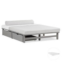 STAURAUMBETT mit Matratze 140/200 cm grau - Grau, Holz (140/200cm) - Homestyle4u