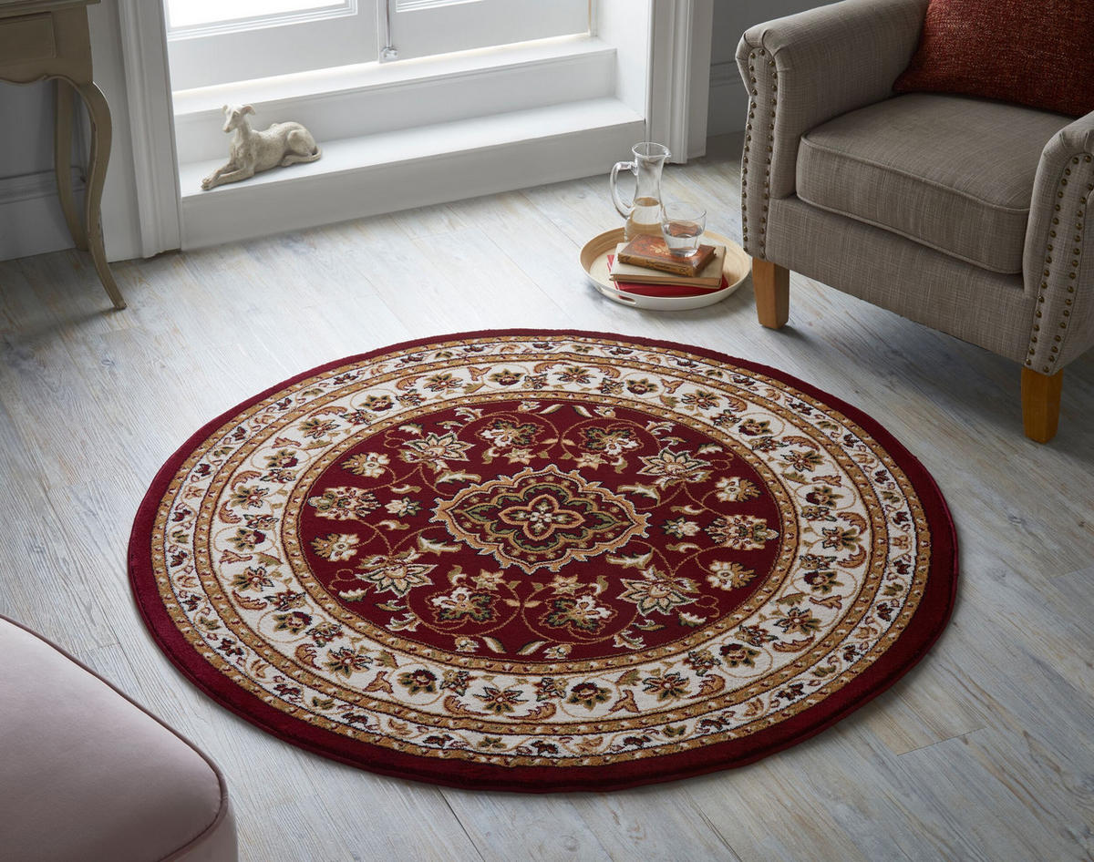 TEPPICH Traditionell-Floral-Design GLAZERT, Rot 133x133 cm - Rot, Textil (133/133cm) - KADIMA DESIGN