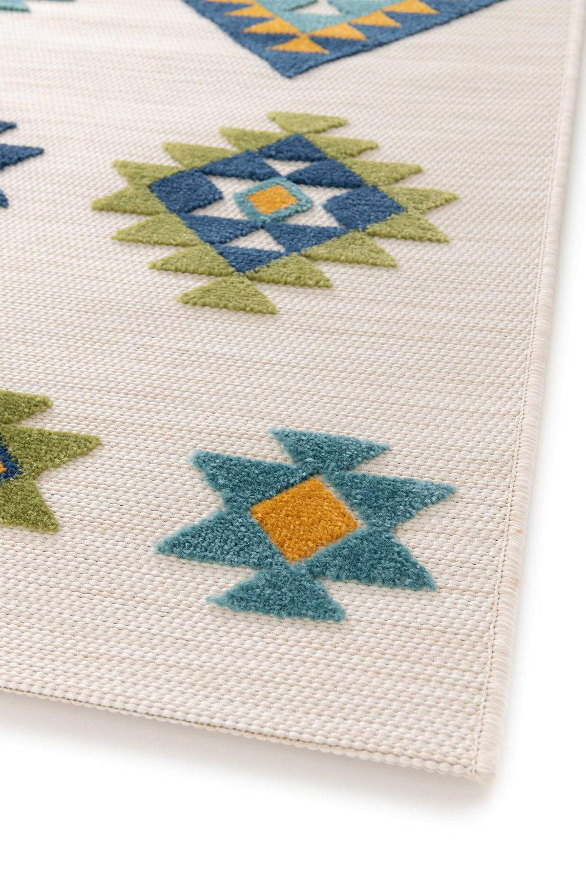OUTDOORTEPPICH Weiß Mila 80/150 cm - Blau/Gelb, Kunststoff/Textil (80/150cm) - Atticgo