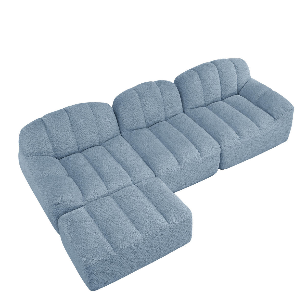 ECKSOFA 288/165/79 cm blau aus granuliertem Fleece modular und rahmenlos - Blau, Textil (165/288cm) - OKWISH