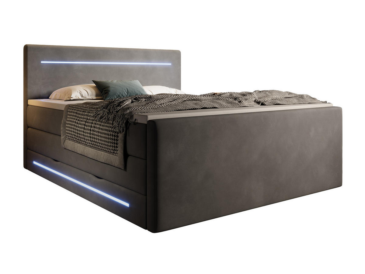 BOXSPRINGBETT Laurel Anthrazit 180/200 cm H2/H3 Samt - Anthrazit, Textil (180/200cm) - wonello