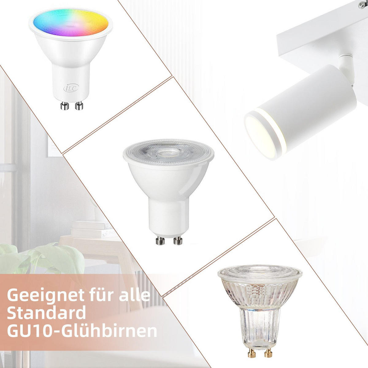 STRAHLER Adelebsen 4-flammig 25/25/17 cm - Weiß, Metall (25/25/17cm) - Nettlife