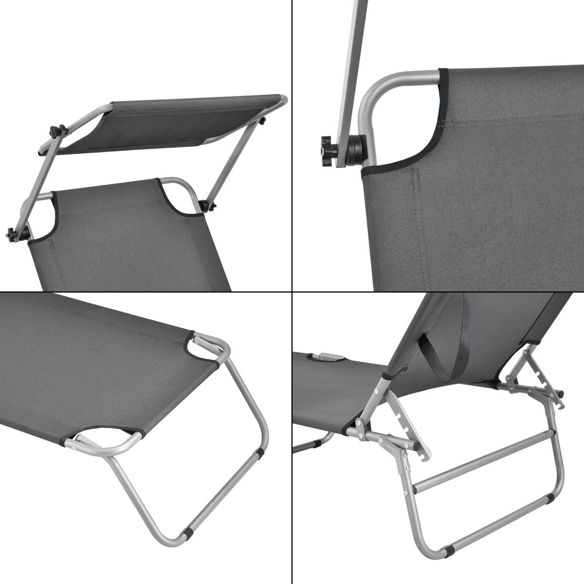 SONNENLIEGE-SET 2 TLG. Argozelo - Dunkelgrau, Metall (186/24/55cm) - casa.pro