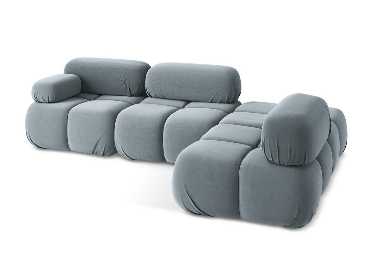 ECKSOFA Rechts Samt Stoff Blau - Blau/Schwarz, Kunststoff/Textil (285/190cm) - Makamii