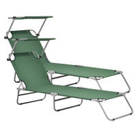 SONNENLIEGE-SET 2 TLG. Argozelo - Dunkelgrün, Metall (186/24/55cm) - casa.pro