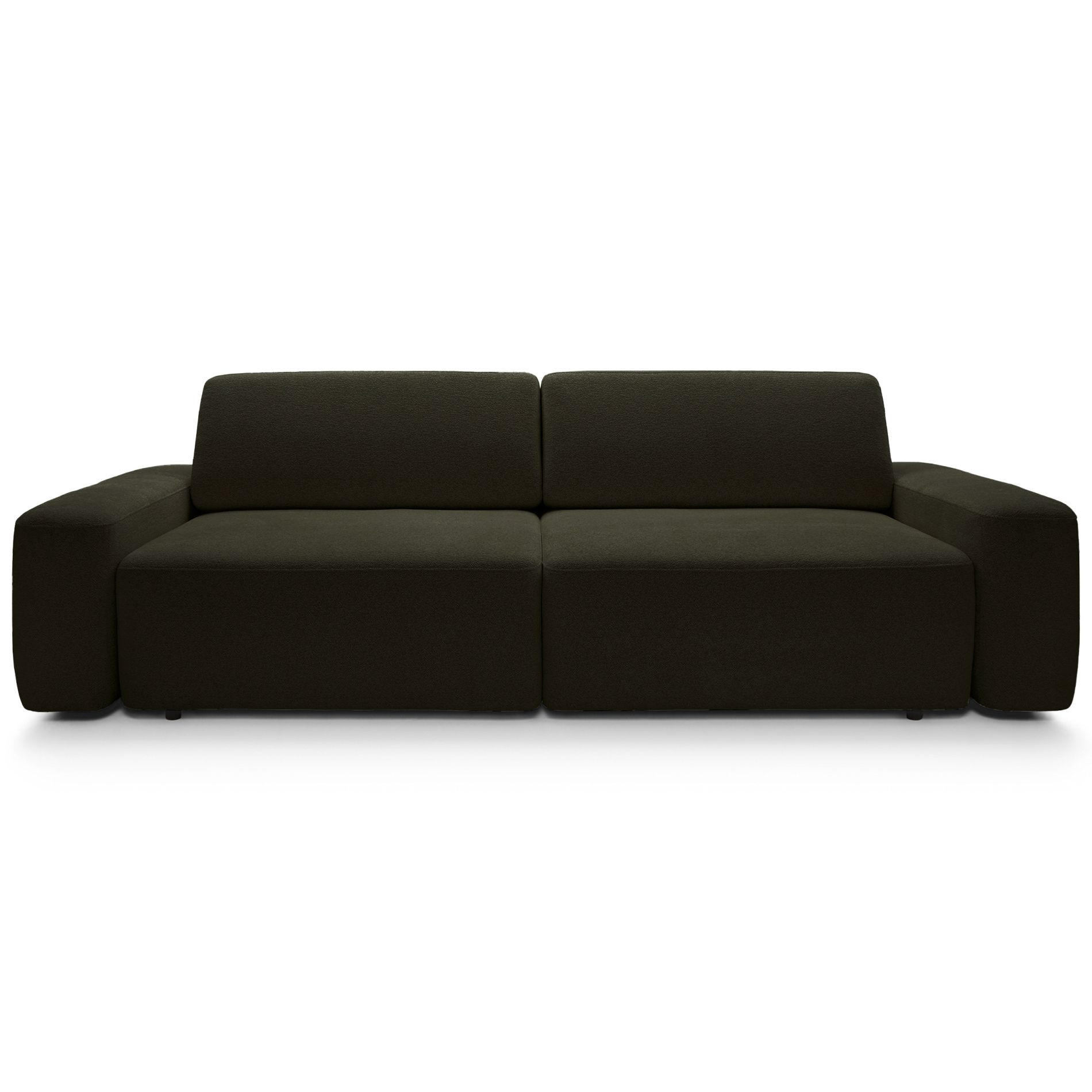 3-SITZER SOFA Baleo Olivgrün Chenille-Bezug - Schwarz/Olivgrün, Kunststoff/Textil (257/82/105cm) - Selsey
