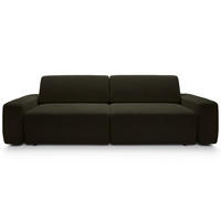 3-SITZER SOFA Baleo Olivgrün Chenille-Bezug - Schwarz/Olivgrün, Kunststoff/Textil (257/82/105cm) - Selsey